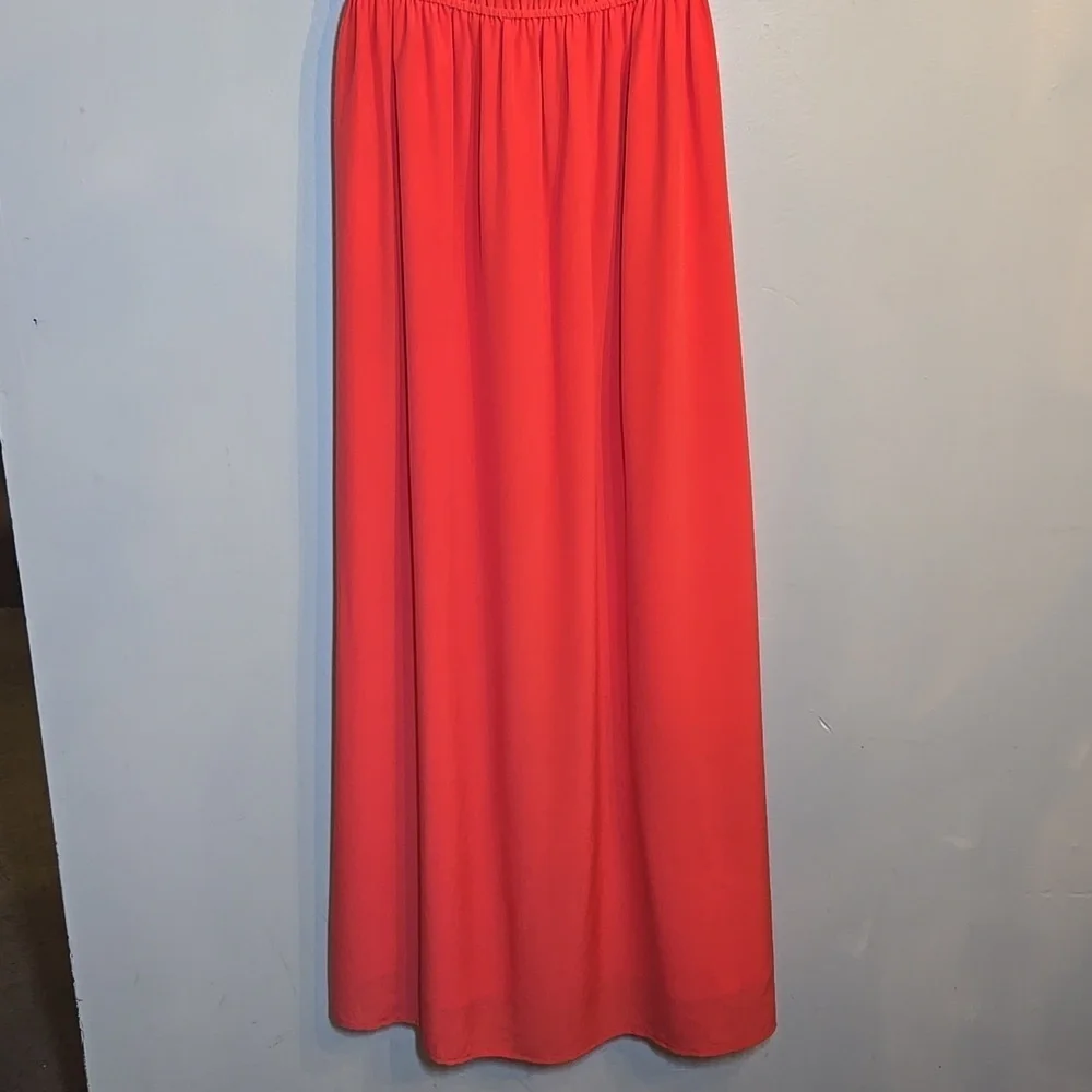 J. Crew Washable Silk Sleeveless A-Line Lined Chiffon Coral Maxi Dress NWOT